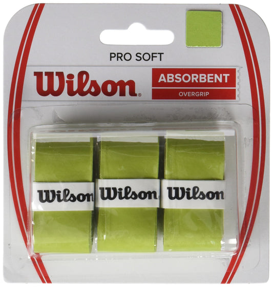 Wilson Pro Soft Overgrip, Vert, 3 Pièces